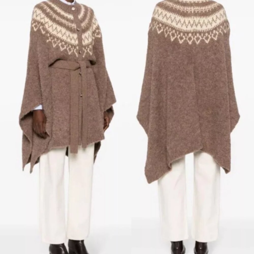 Polo Ralph Lauren Fair Isle Yoke Alpaca Wool Belted Cape Cardigan sz XL/XXL $998 - Picture 4 of 16